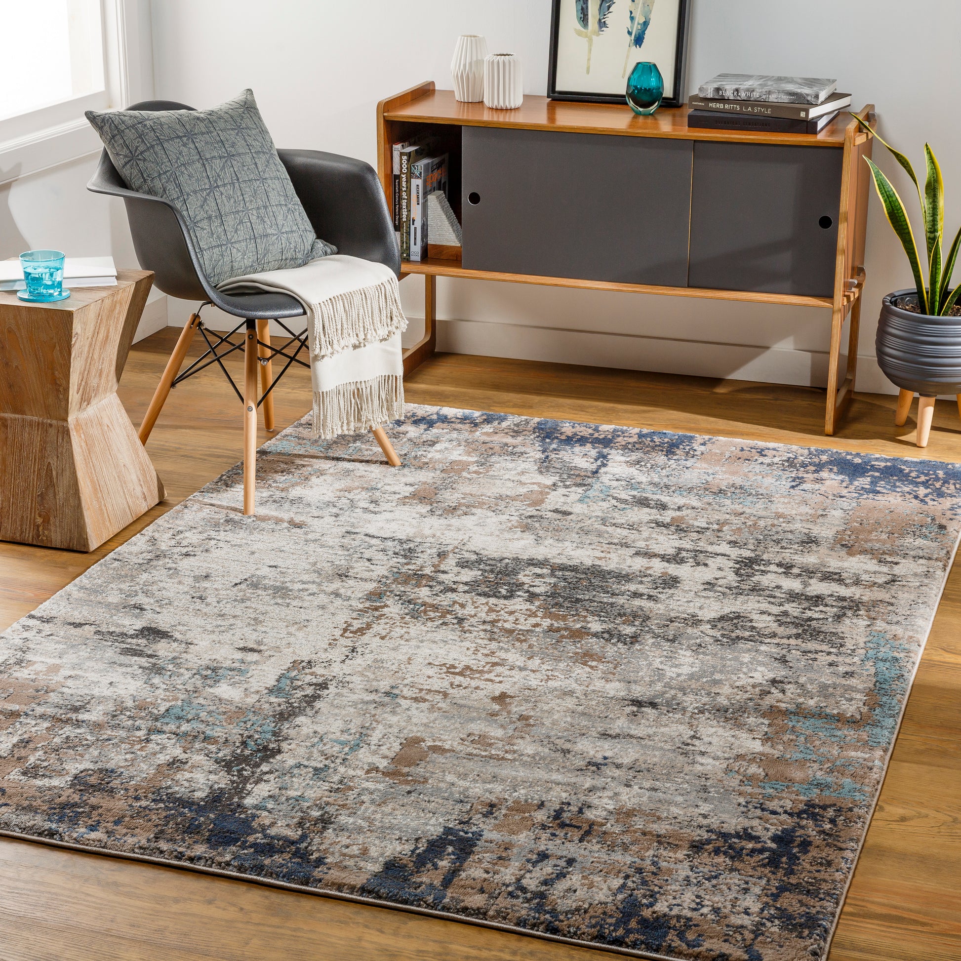 Surya Montana Mtn-2300 Dark Brown, Black, Dark Blue, Charcoal Area Rug