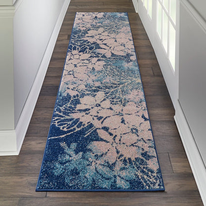 Nourison Tranquil Tra08 Navy / Pink Floral / Country Area Rug