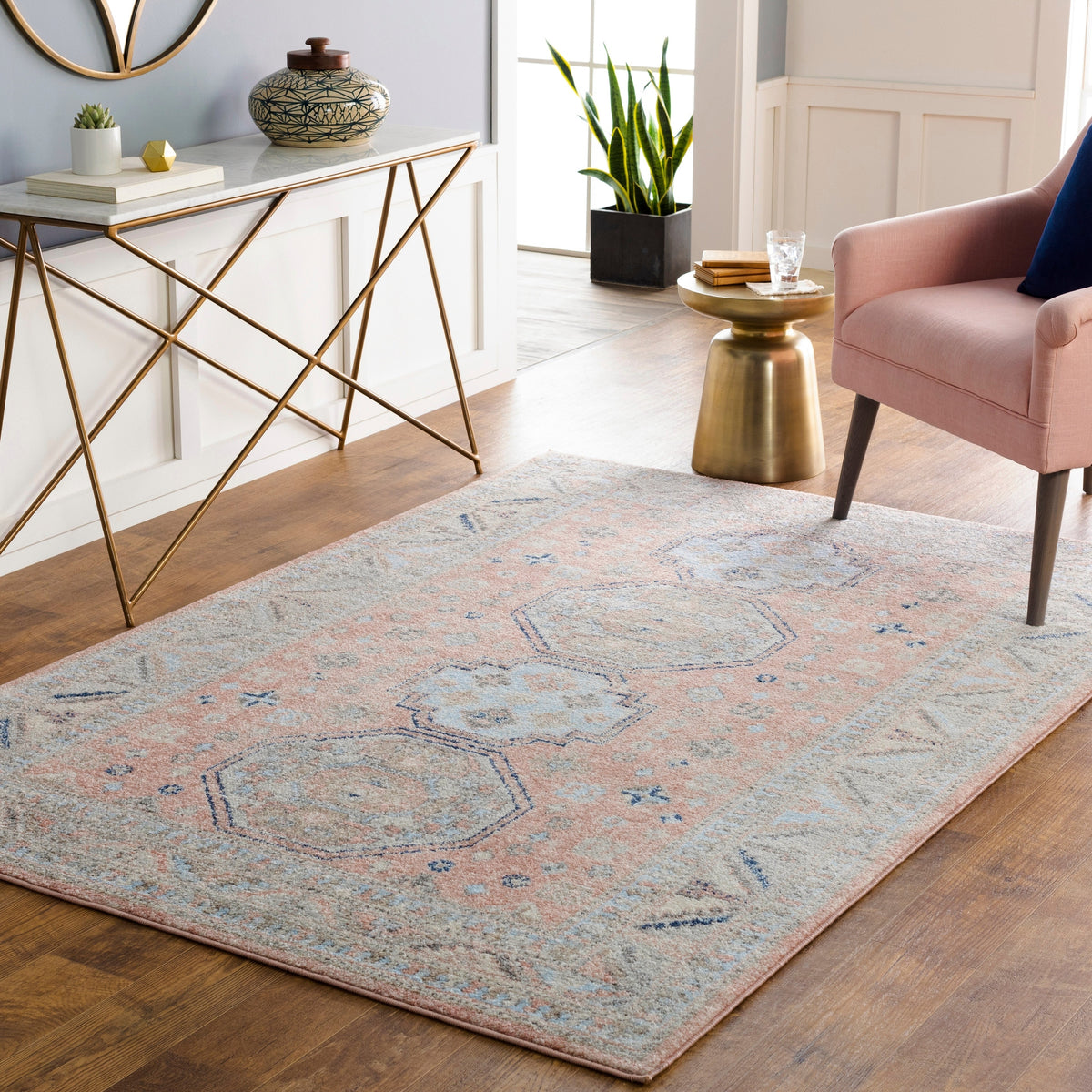 Surya Murat Mut-2303 Coral, Beige, Medium Gray, Tan Rugs.