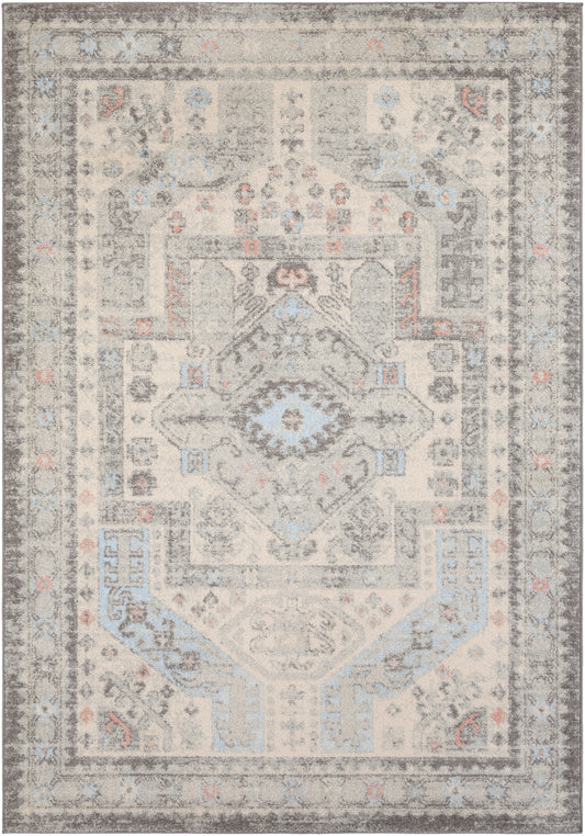 Surya Murat Mut-2310 Medium Gray, Charcoal, White, Pale Pink Area Rug