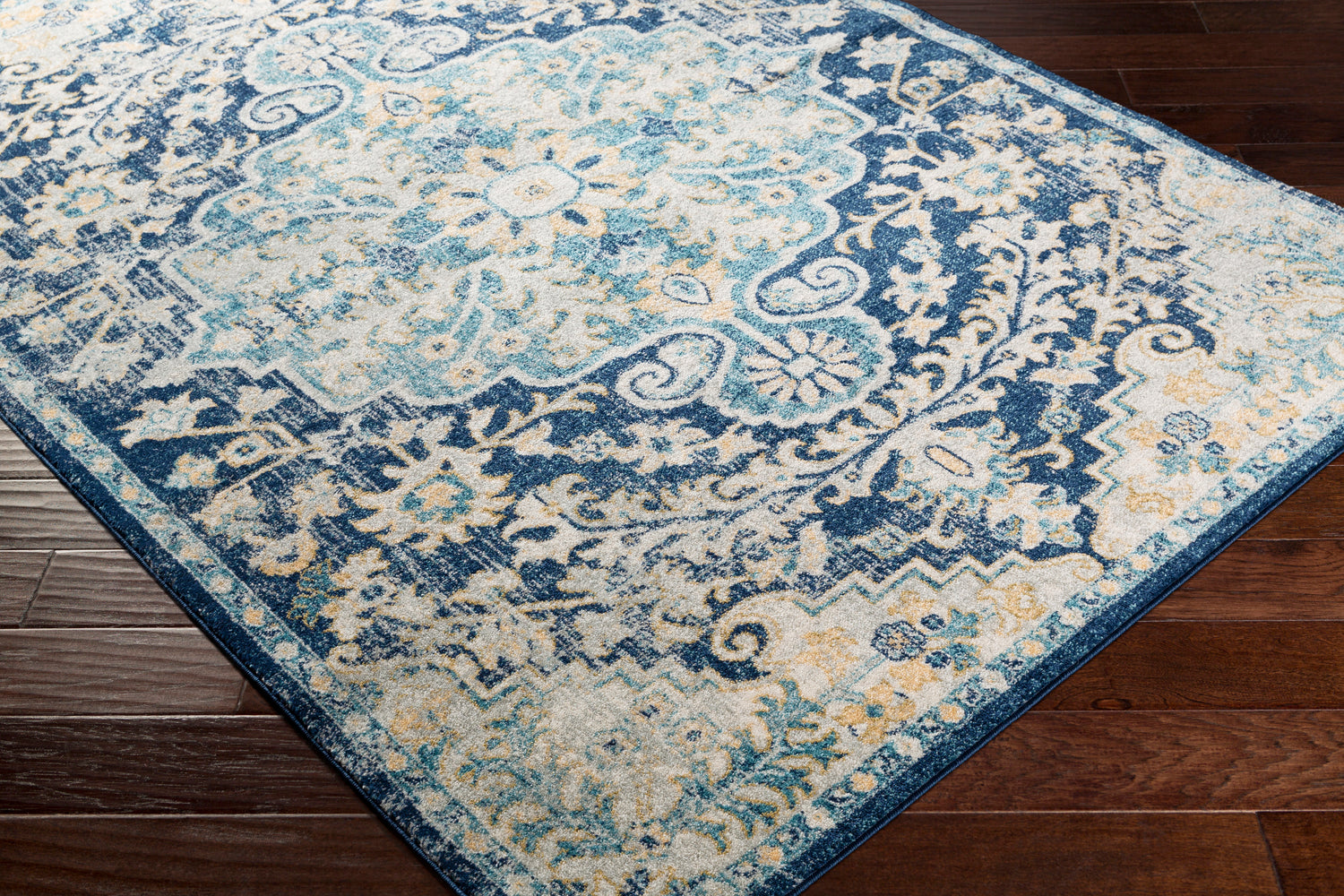 Surya Murat Mut-2320 Navy, Sky Blue, Medium Gray, Bright Yellow Rugs.