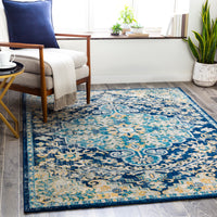 Surya Murat Mut-2320 Navy, Sky Blue, Medium Gray, Bright Yellow Area Rug