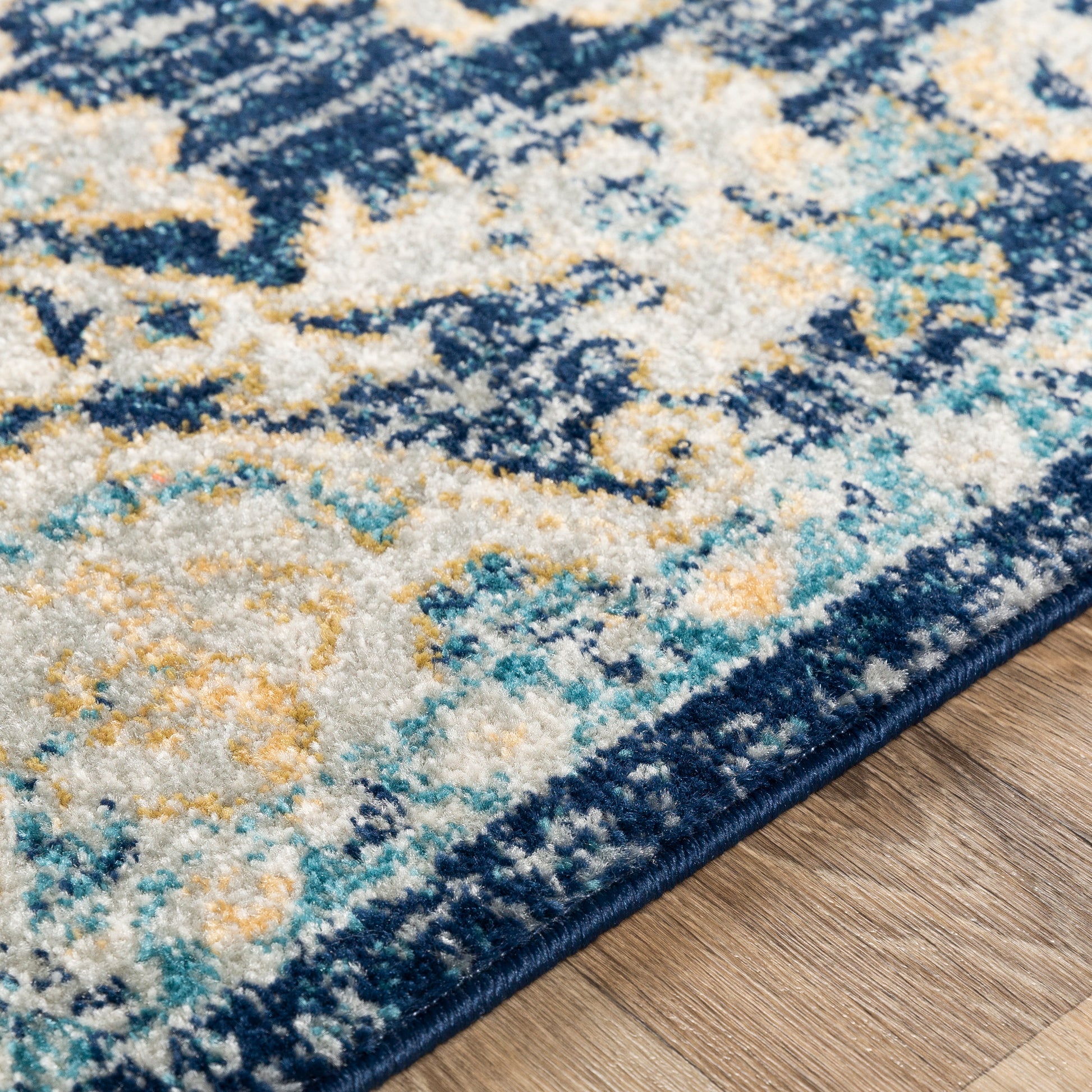 Surya Murat Mut-2320 Navy, Sky Blue, Medium Gray, Bright Yellow Area Rug