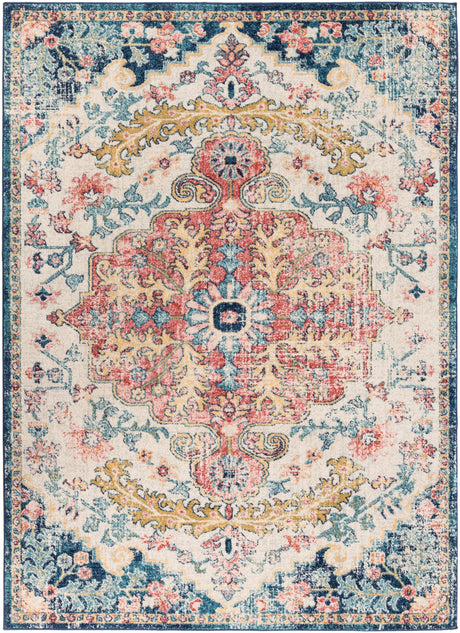 Surya Murat Mut-2321 Sky Blue, Garnet, Navy, Bright Yellow Rugs.