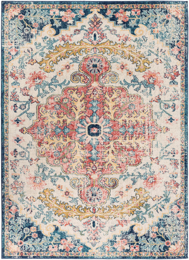 Surya Murat Mut-2321 Sky Blue, Garnet, Navy, Bright Yellow Rugs.