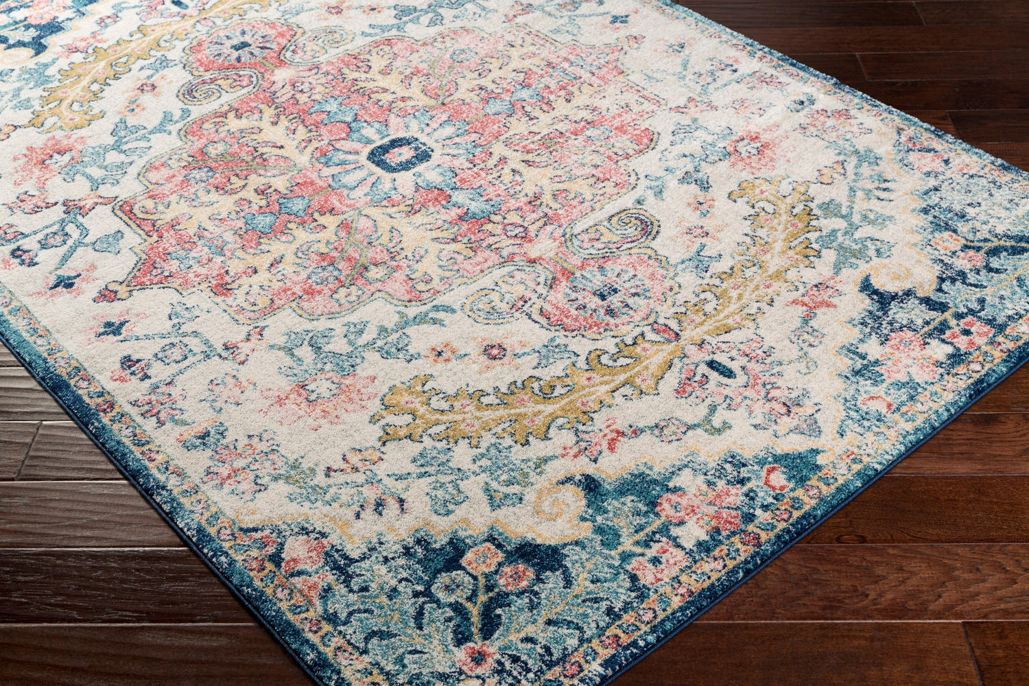Surya Murat Mut-2321 Sky Blue, Garnet, Navy, Bright Yellow Rugs.