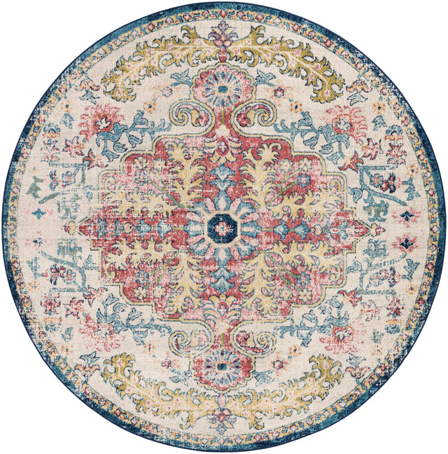 Surya Murat Mut-2321 Sky Blue, Garnet, Navy, Bright Yellow Rugs.