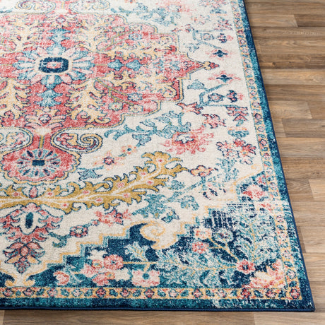 Surya Murat Mut-2321 Sky Blue, Garnet, Navy, Bright Yellow Rugs.