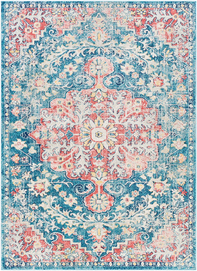 Surya Murat Mut-2322 Dark Blue, White, Bright Yellow, Bright Red Rugs.