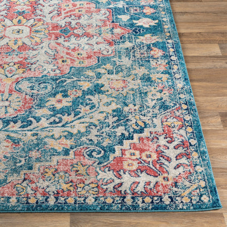 Surya Murat Mut-2322 Dark Blue, White, Bright Yellow, Bright Red Rugs.