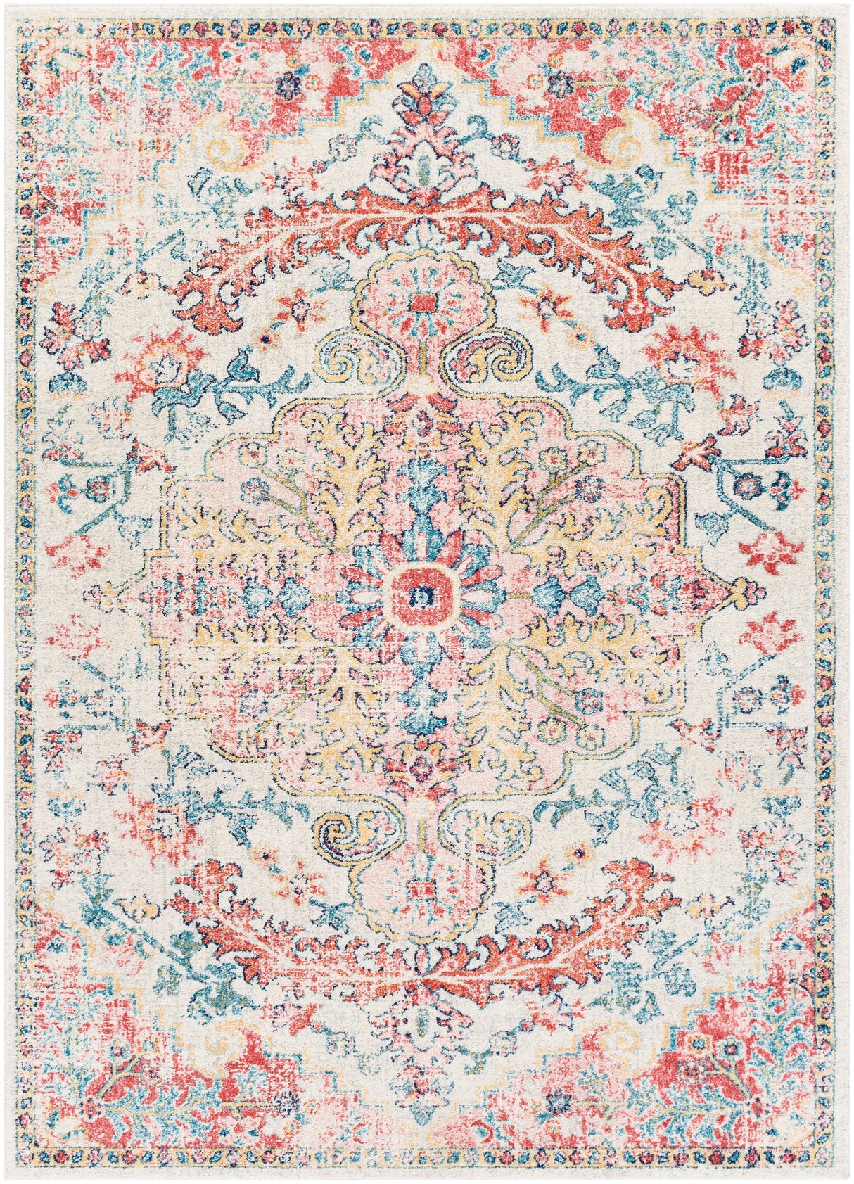 Surya Murat Mut-2323 Bright Red, White, Dark Blue, Bright Yellow Rugs.
