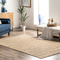 Nuloom Ella Farmhouse Checkered Nel1962A Natural Area Rug