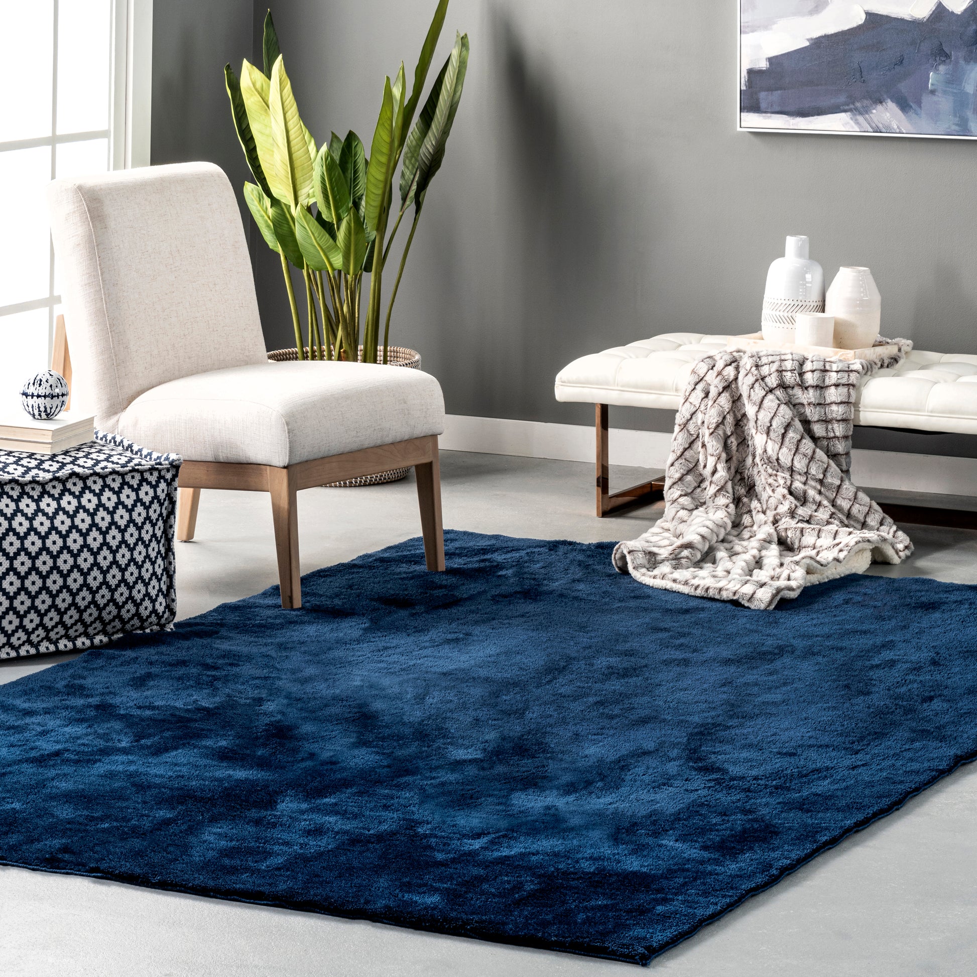 AreaRugs.com Wavaj Nwa1135F Navy Area Rug