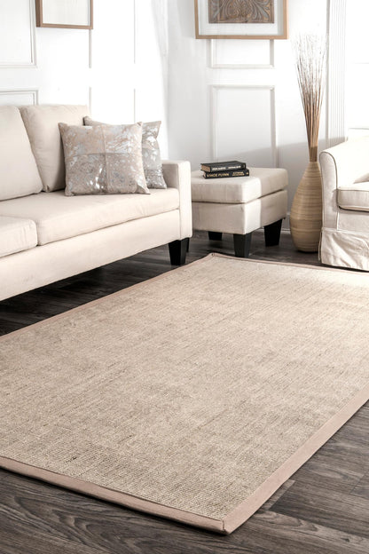 Nuloom Bordered Maryjo Sisal Nbo3631A Beige Area Rug