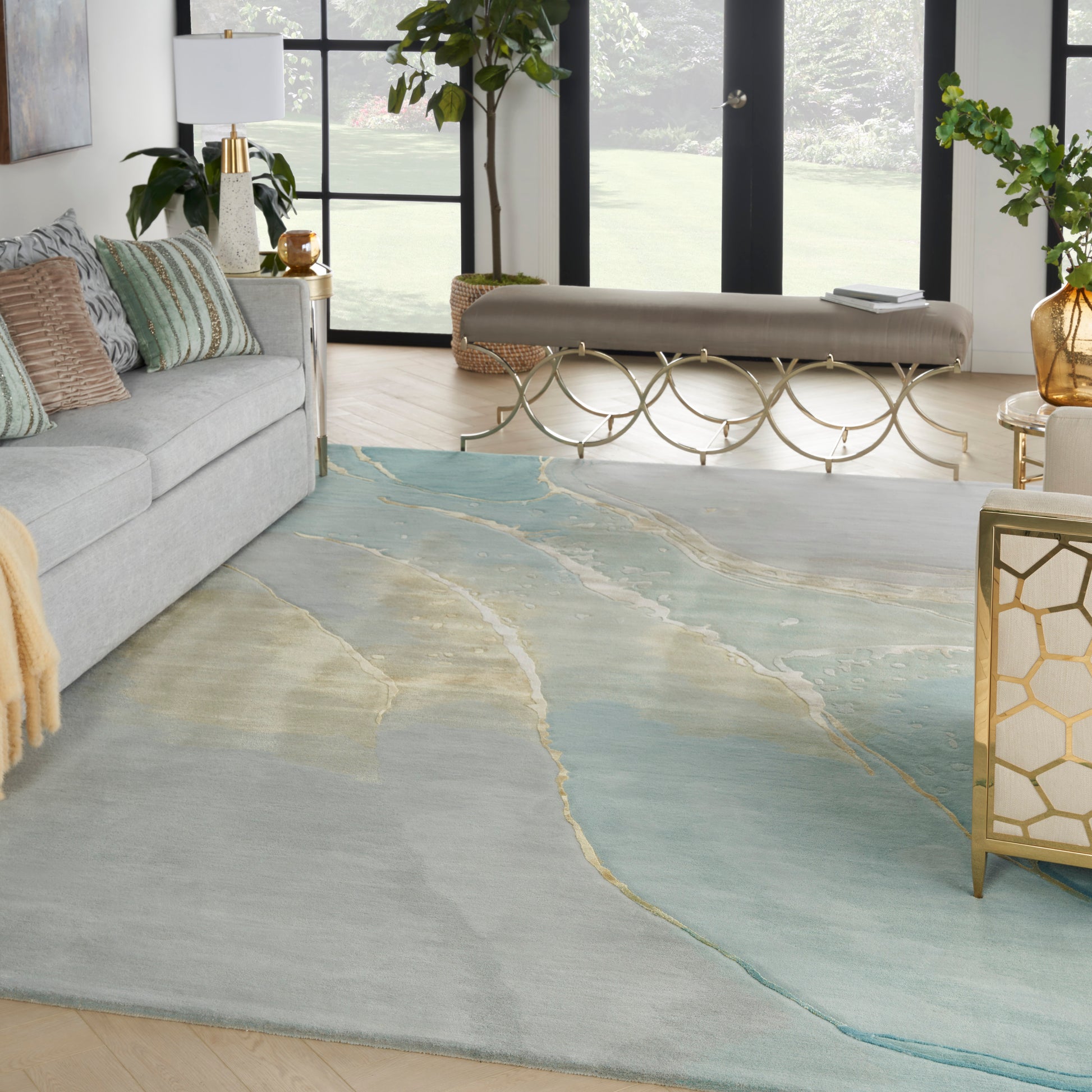 Nourison Prismatic Prs27 Grey/Seafoam Area Rug