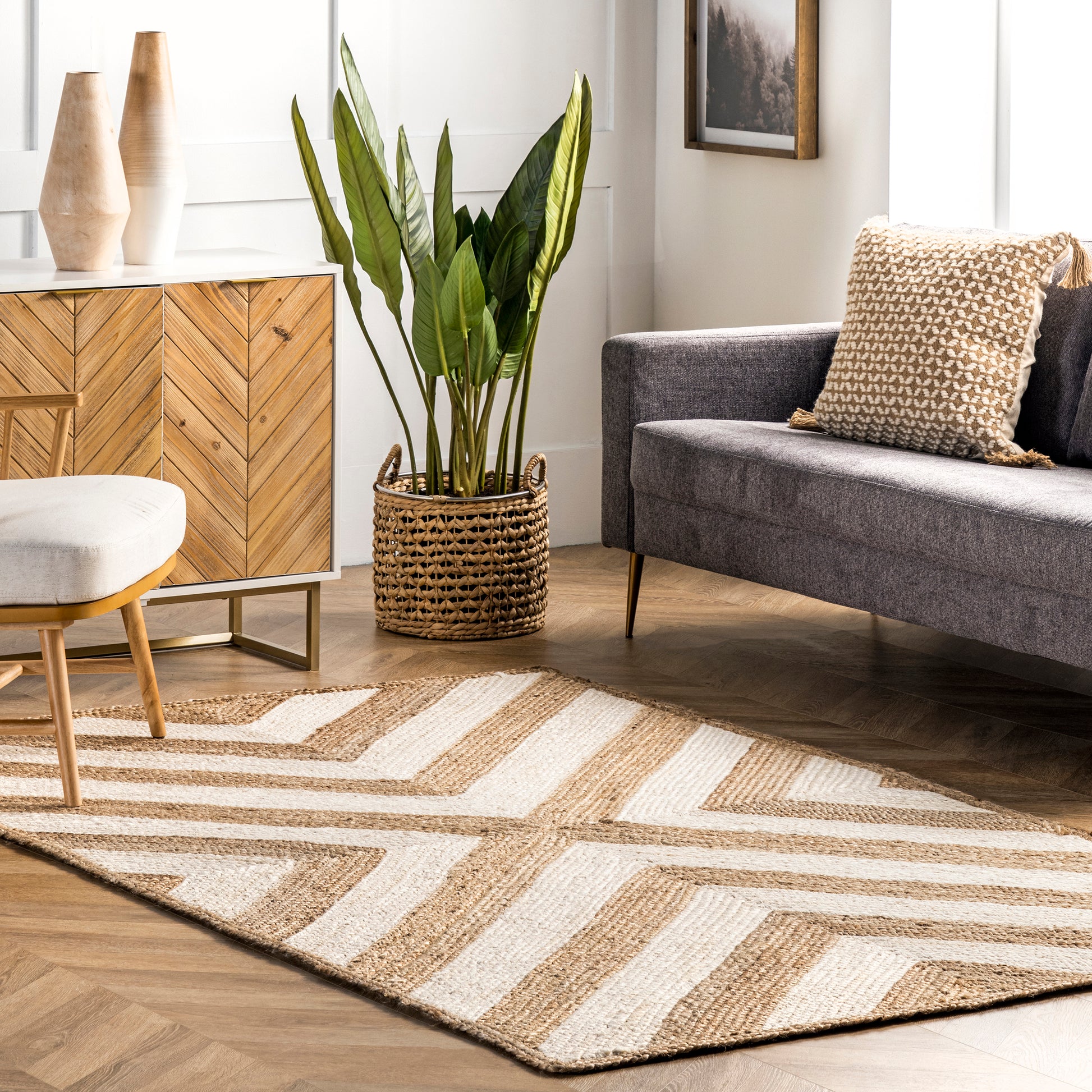 Nuloom Edna Chevron Ned3516A Natural Area Rug