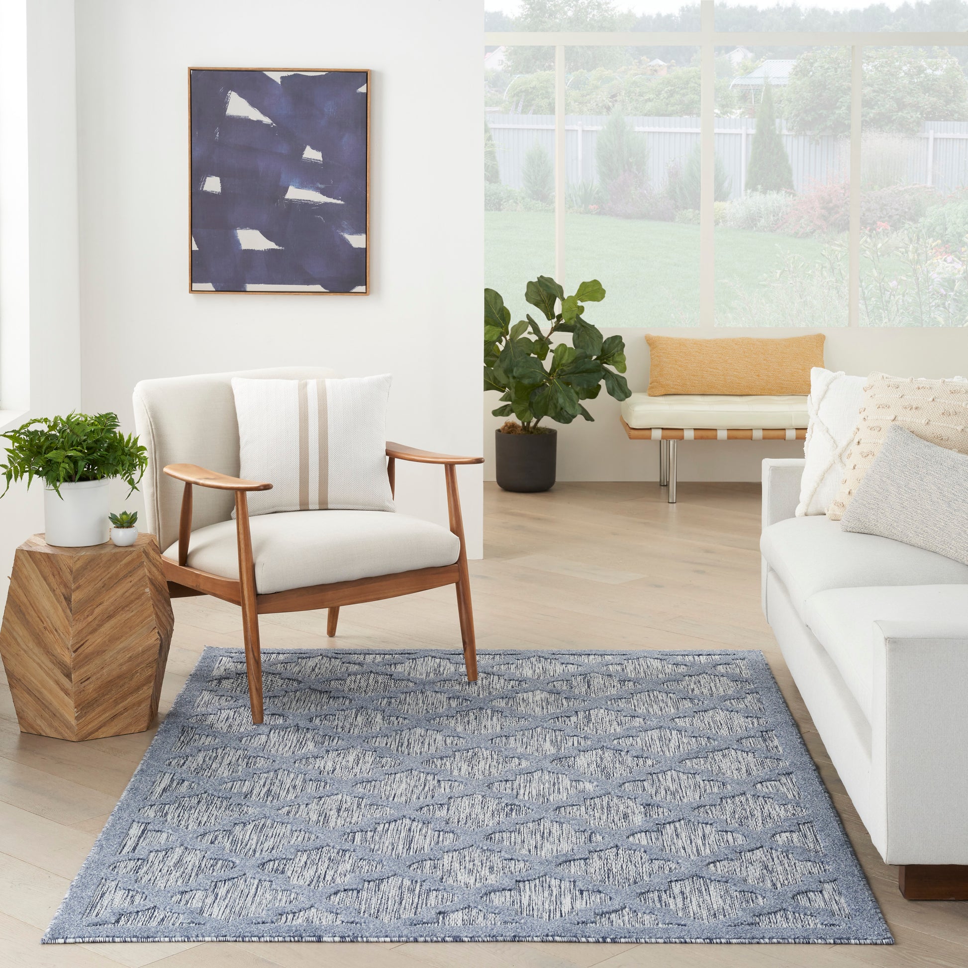 Nourison Easy Care Nes01 Denim Blue Area Rug