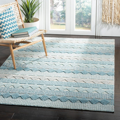 Safavieh Natura Nat252M Blue / Ivory Striped Area Rug