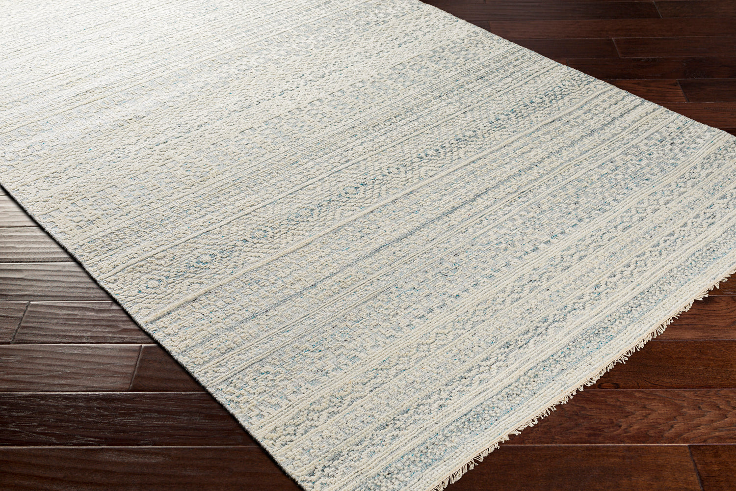 Surya Nobility Nbi-2309 Pale Blue, Teal, Dark Blue, Ivory Rugs.