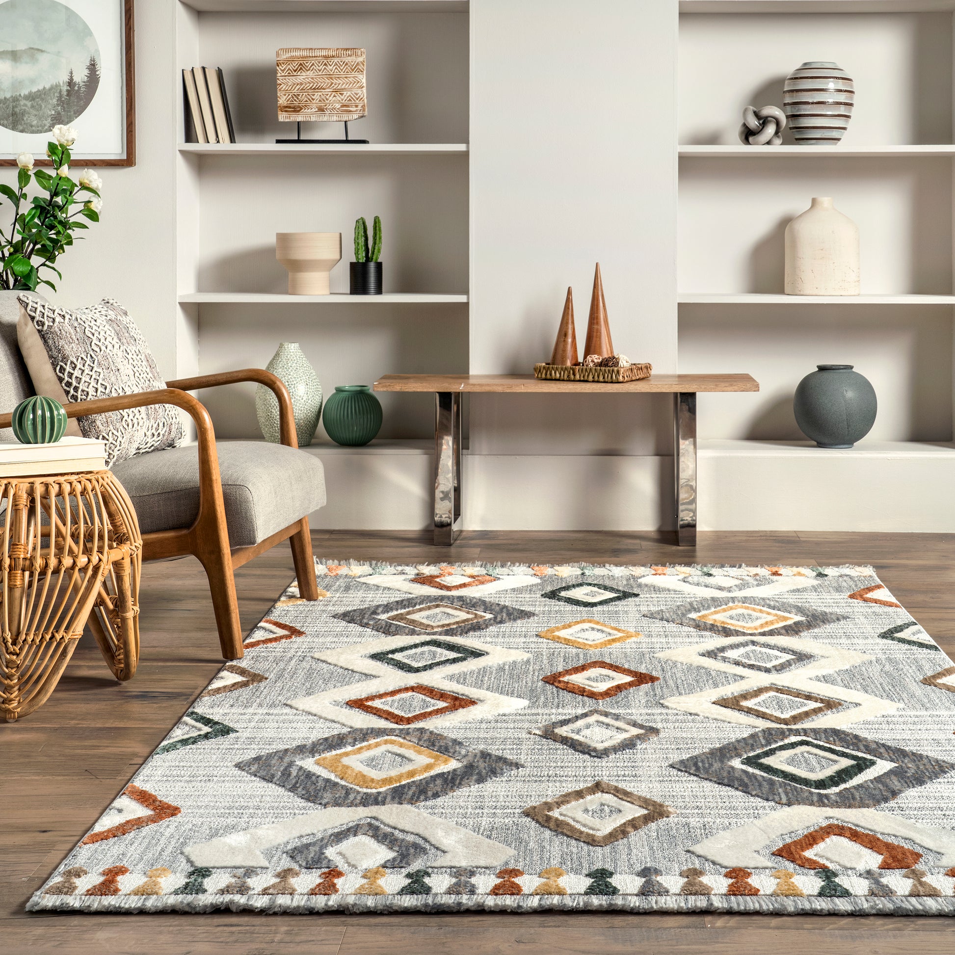 Nuloom Greta Lined Ngr1349A Light Gray Area Rug