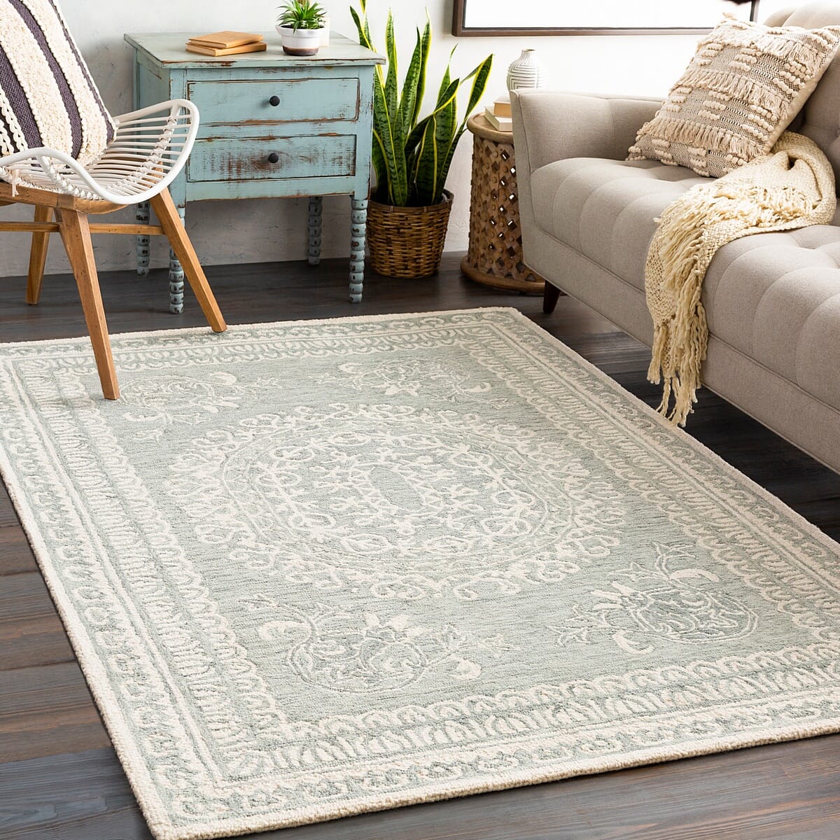 Surya Newcastle Ncs-2306 Sea Foam, Sage, Cream Area Rug