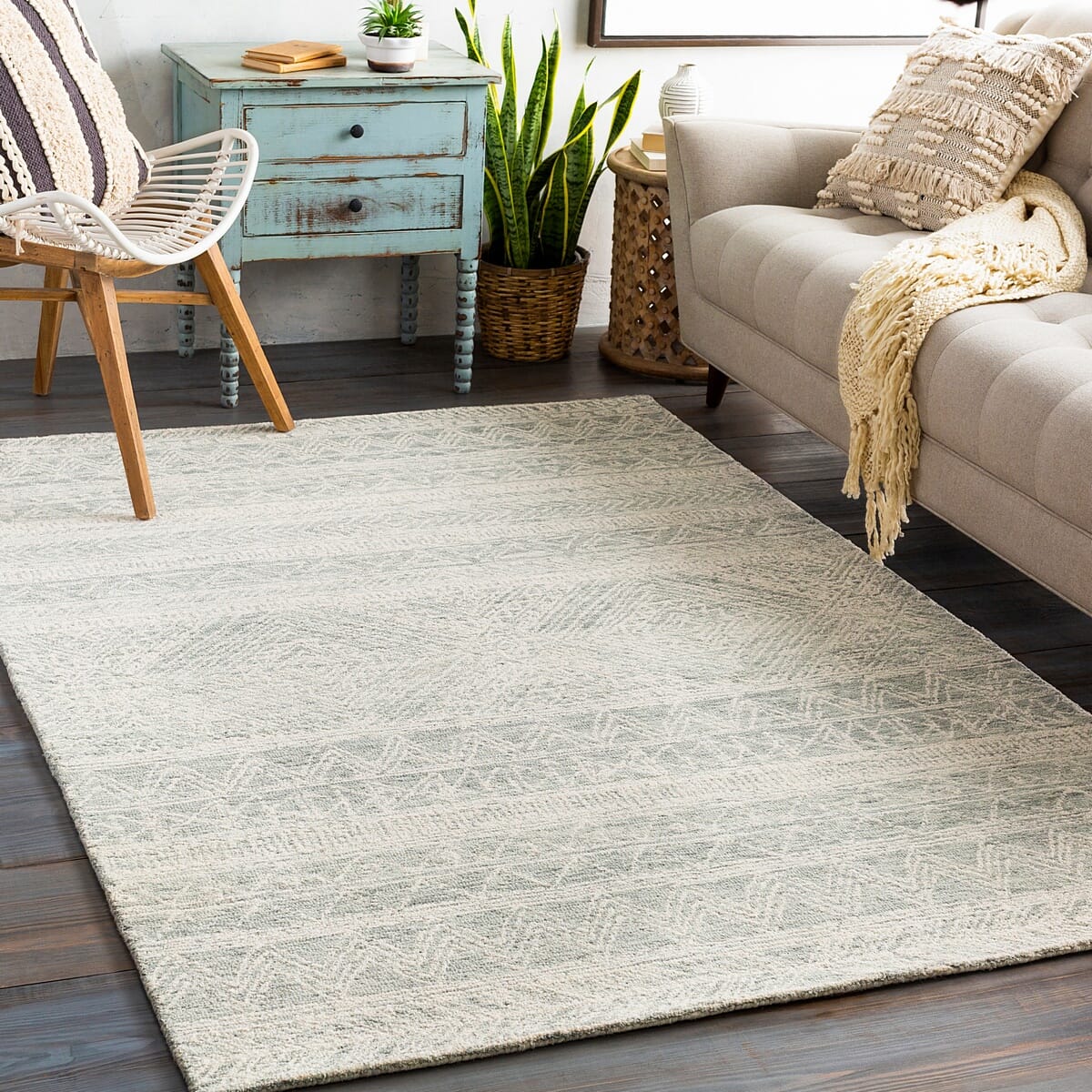 Surya Newcastle Ncs-2312 Sea Foam, Sage, Dark Green, Cream Rugs.