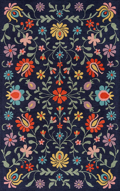 Momeni Newport Np-20 Navy Floral / Country Area Rug