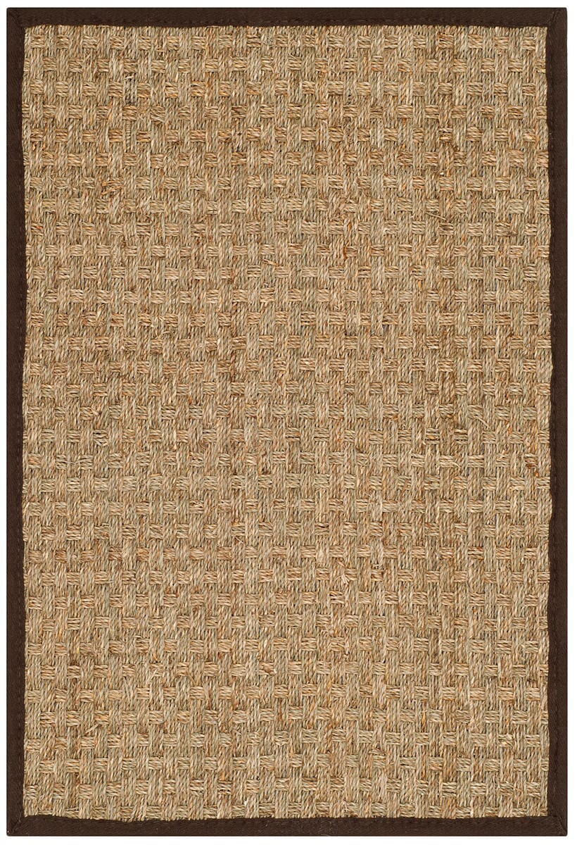 Safavieh Natural Fiber Nf114K Natural / Dark Brown Solid Color Area Rug