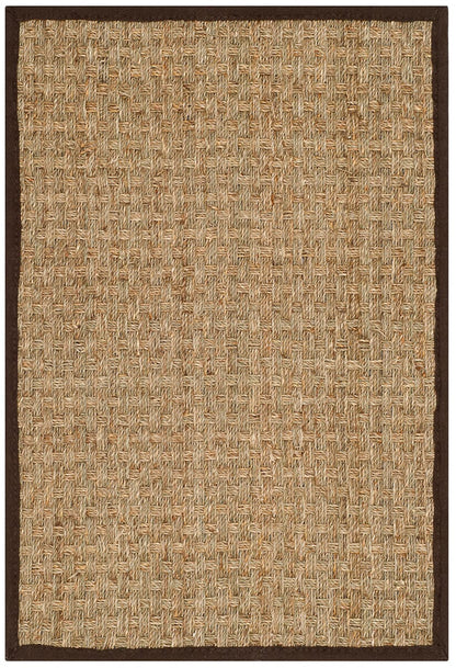 Safavieh Natural Fiber Nf114K Natural / Dark Brown Solid Color Area Rug