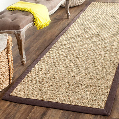 Safavieh Natural Fiber Nf114K Natural / Dark Brown Solid Color Area Rug