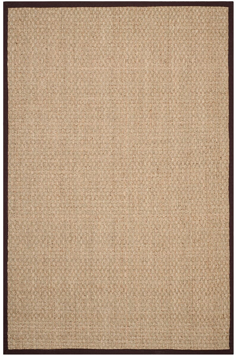 Safavieh Natural Fiber Nf114K Natural / Dark Brown Solid Color Area Rug