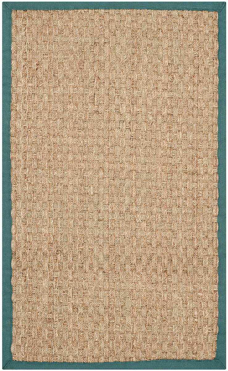 Safavieh Natural Fiber Nf114M Natural / Light Blue Solid Color Area Rug