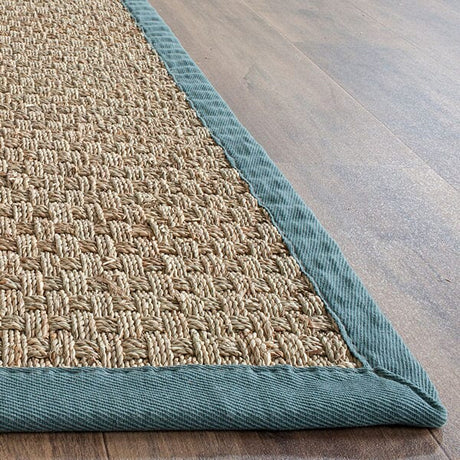 Safavieh Natural Fiber Nf114M Natural / Light Blue Rugs.