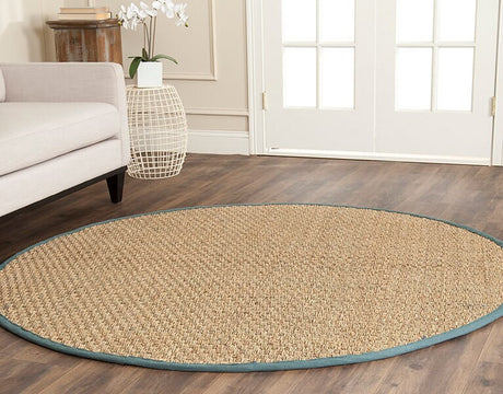 Safavieh Natural Fiber Nf114M Natural / Light Blue Rugs.