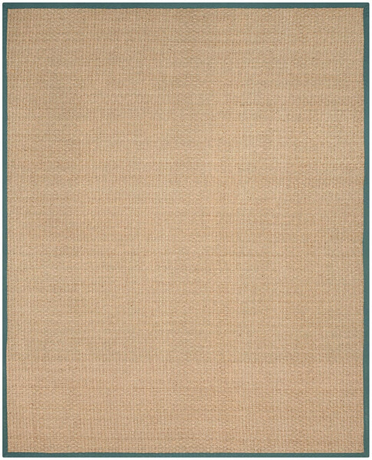 Safavieh Natural Fiber Nf114M Natural / Light Blue Solid Color Area Rug