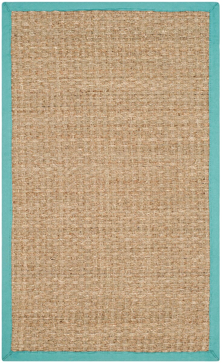 Safavieh Natural Fiber Nf114R Natural / Teal Natural Fiber Area Rug