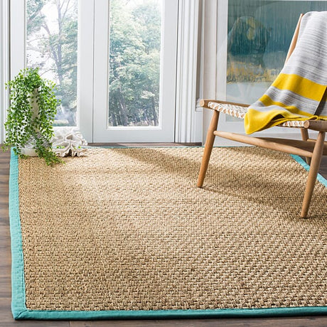 Safavieh Natural Fiber Nf114R Natural / Teal Rugs.