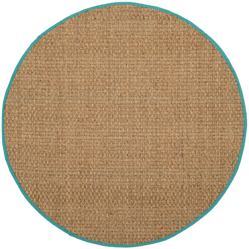 Safavieh Natural Fiber Nf114R Natural / Teal Natural Fiber Area Rug