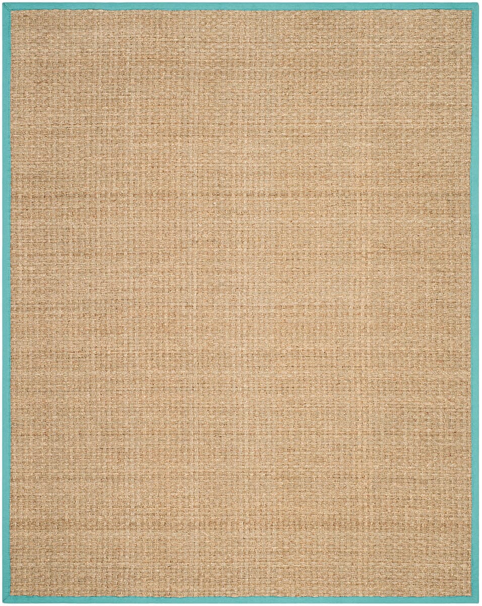 Safavieh Natural Fiber Nf114R Natural / Teal Natural Fiber Area Rug