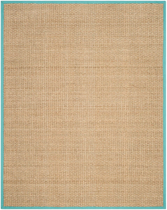 Safavieh Natural Fiber Nf114R Natural / Teal Natural Fiber Area Rug