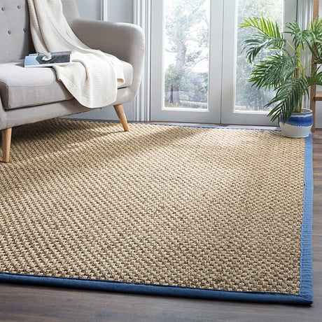 Safavieh Natural Fiber Nf114T Natural / Navy Rugs.