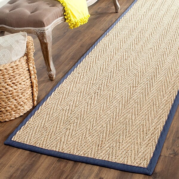 Safavieh Natural Fiber Nf115E Natural / Blue Solid Color Area Rug