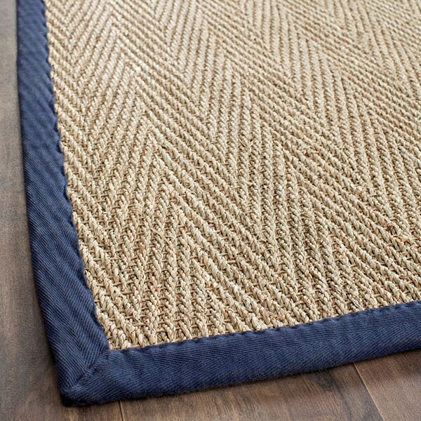 Safavieh Natural Fiber Nf115E Natural / Blue Solid Color Area Rug