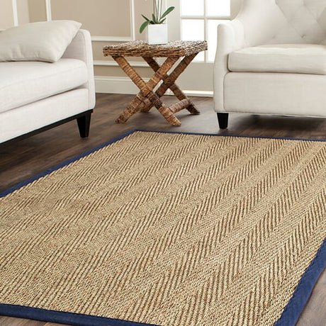 Safavieh Natural Fiber Nf115E Natural / Blue Rugs.