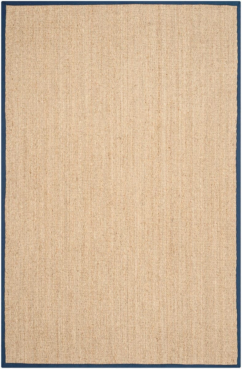 Safavieh Natural Fiber Nf115E Natural / Blue Solid Color Area Rug