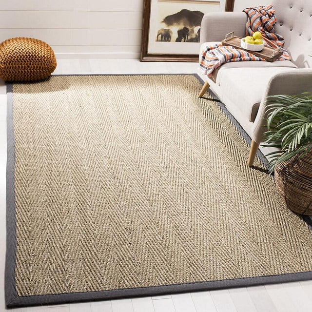 Safavieh Natural Fiber Nf115Q Natural / Dark Grey Rugs.