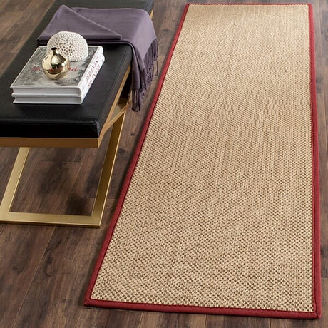 Safavieh Natural Fiber Nf141D Maize / Burgundy Rugs.