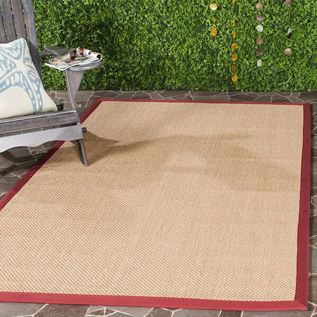 Safavieh Natural Fiber Nf141D Maize / Burgundy Rugs.