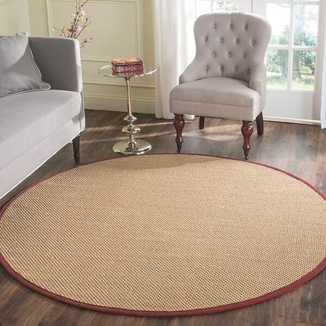 Safavieh Natural Fiber Nf141D Maize / Burgundy Rugs.