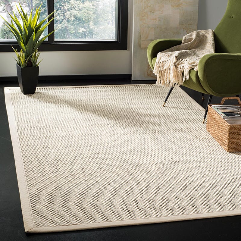 Safavieh Natural Fiber Nf150B Black / Ivory Solid Color Area Rug